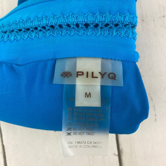 PilyQ Sea Blue Tropics Stitched Ellie Halter Bikini Top Size Medium - Picture 7 of 13